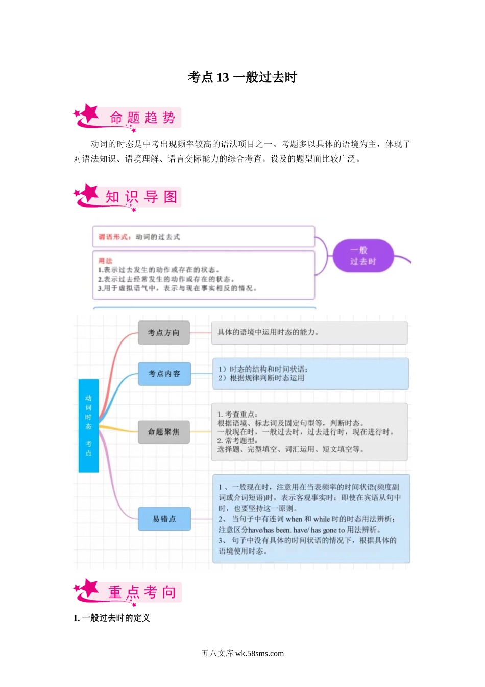 考点13 一般过去时-备战2023年中考英语一轮复习考点帮（全国通用）（解析版）_九年级下册.docx_第1页