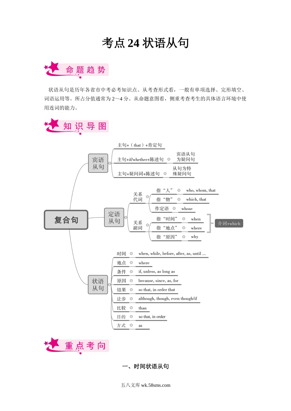 考点24 状语从句-备战2023年中考英语一轮复习考点帮（全国通用）（解析版）_九年级下册.docx_第1页