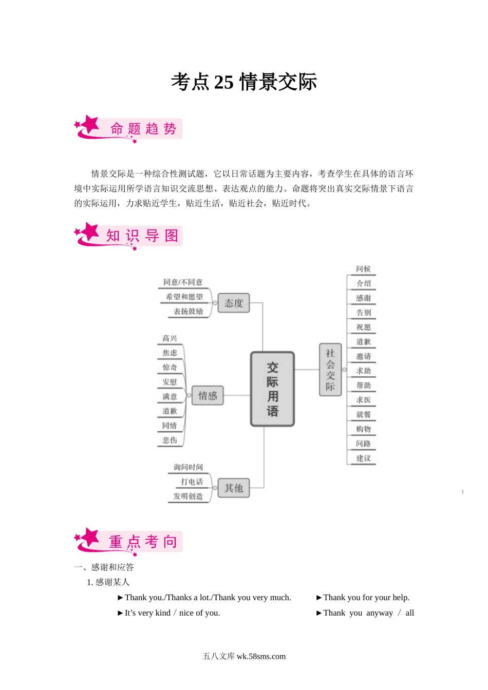 考点25 情景交际-备战2023年中考英语一轮复习考点帮（全国通用）（解析版）_九年级下册.docx_第1页