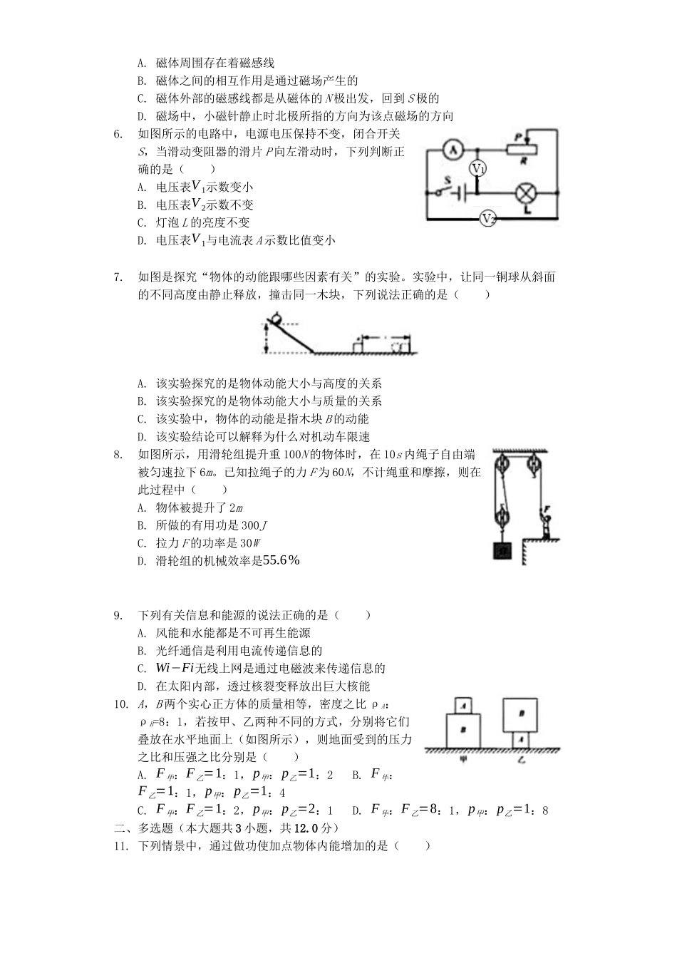 山东省聊城市2019年中考物理真题试题（含解析）_九年级下册.docx_第2页