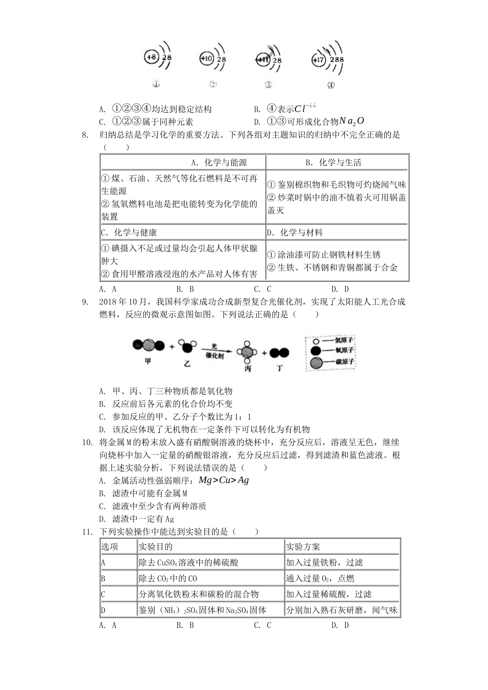 山东省烟台市2019年中考化学真题试题（含解析）_九年级下册.docx_第2页