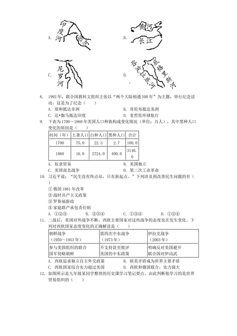 四川省绵阳市2019年中考历史真题试题（含解析）_九年级下册.docx_第2页