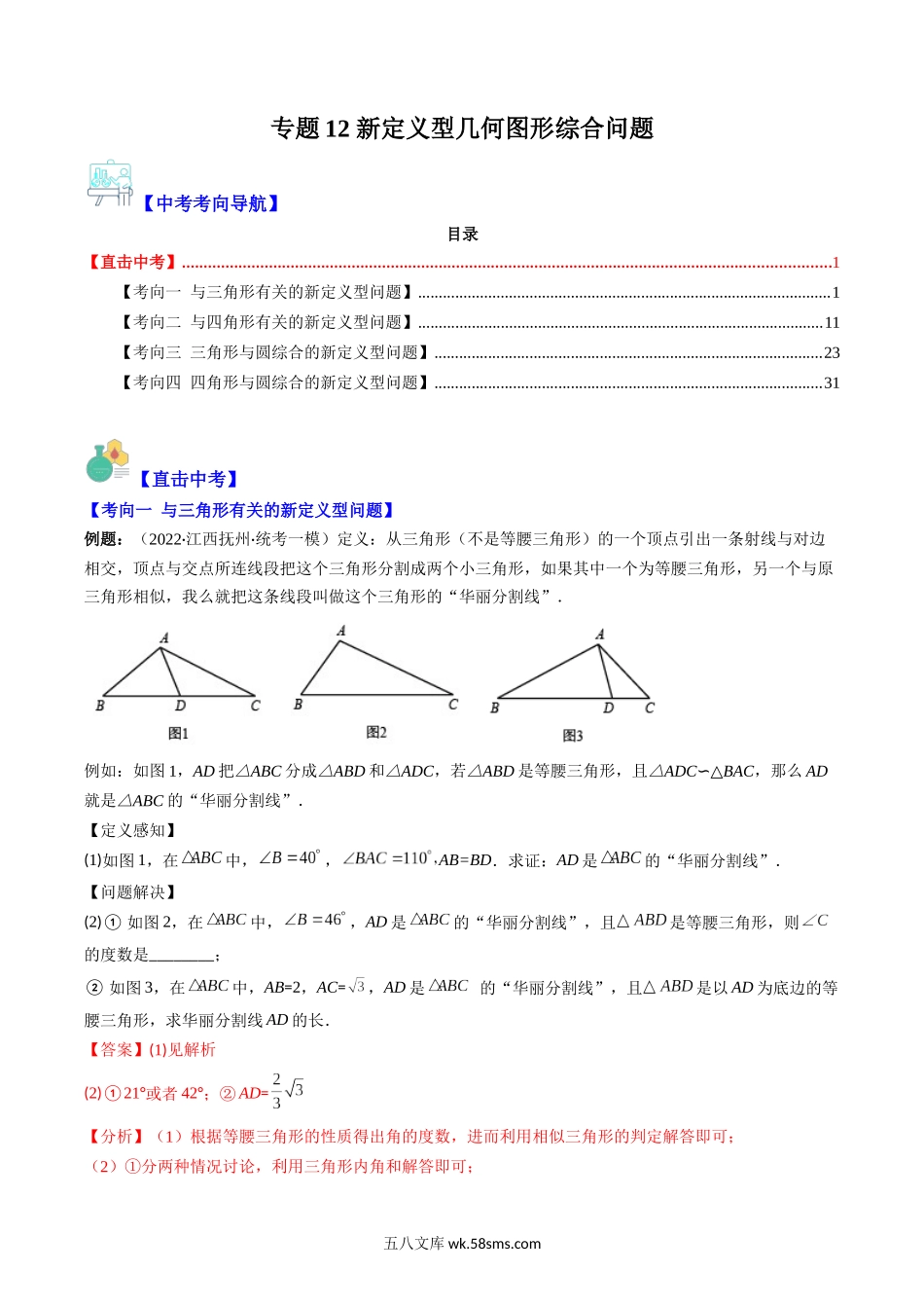 专题12 新定义型几何图形综合问题（重点突围）(解析版)_九年级下册.docx_第1页