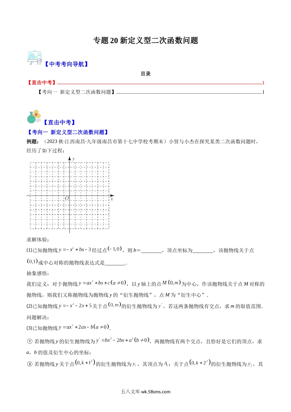 专题20 新定义型二次函数问题（重点突围）(解析版)_九年级下册.docx_第1页