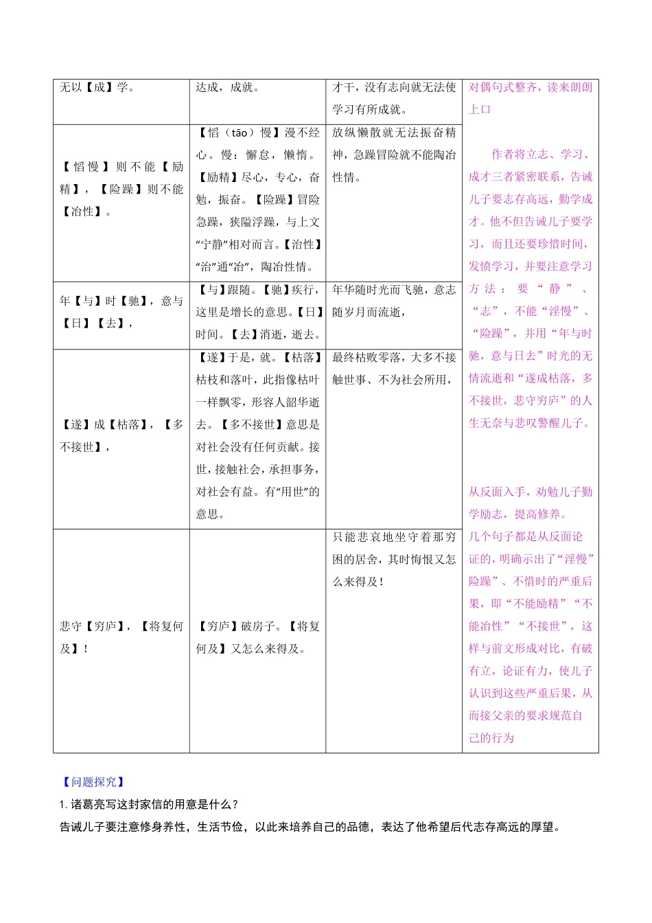 第27篇《诫子书》（解析版）-【教考衔接】初中语文部编版教材33篇课内文言文之课课过关练_九年级下册.pdf_第3页