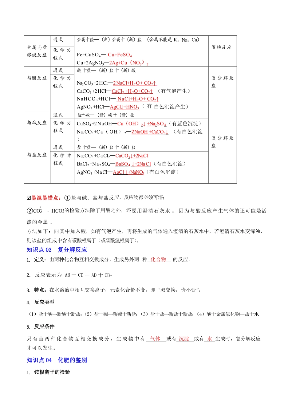 第七讲 盐 化肥-备战2024年中考化学一轮复习·学·练·考（全国通用）（解析版）_九年级下册.pdf_第2页