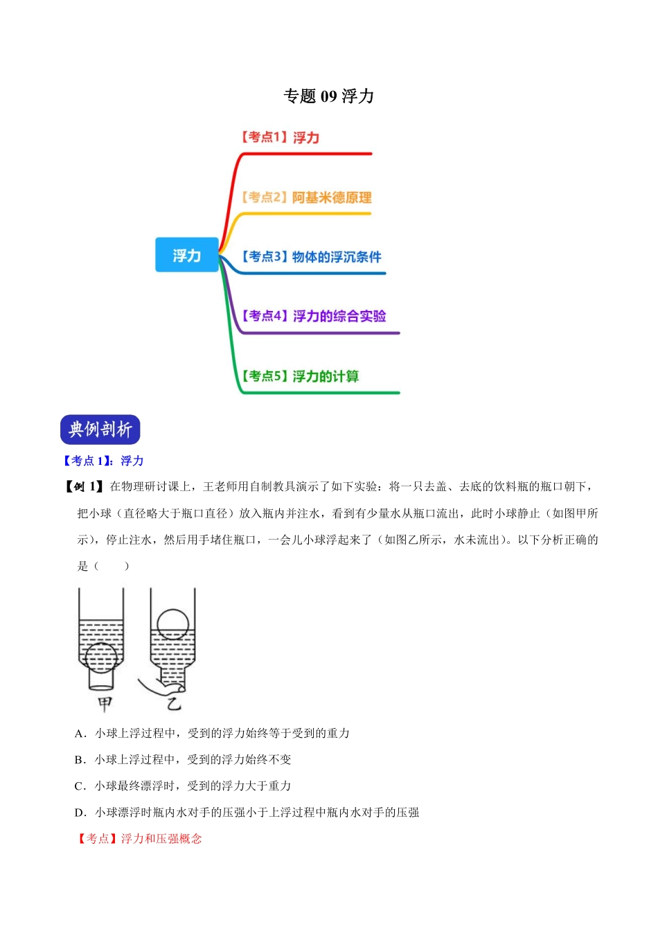 专题09 浮力-决胜中考物理压轴题全揭秘精品（解析版）-副本_九年级下册.pdf_第1页