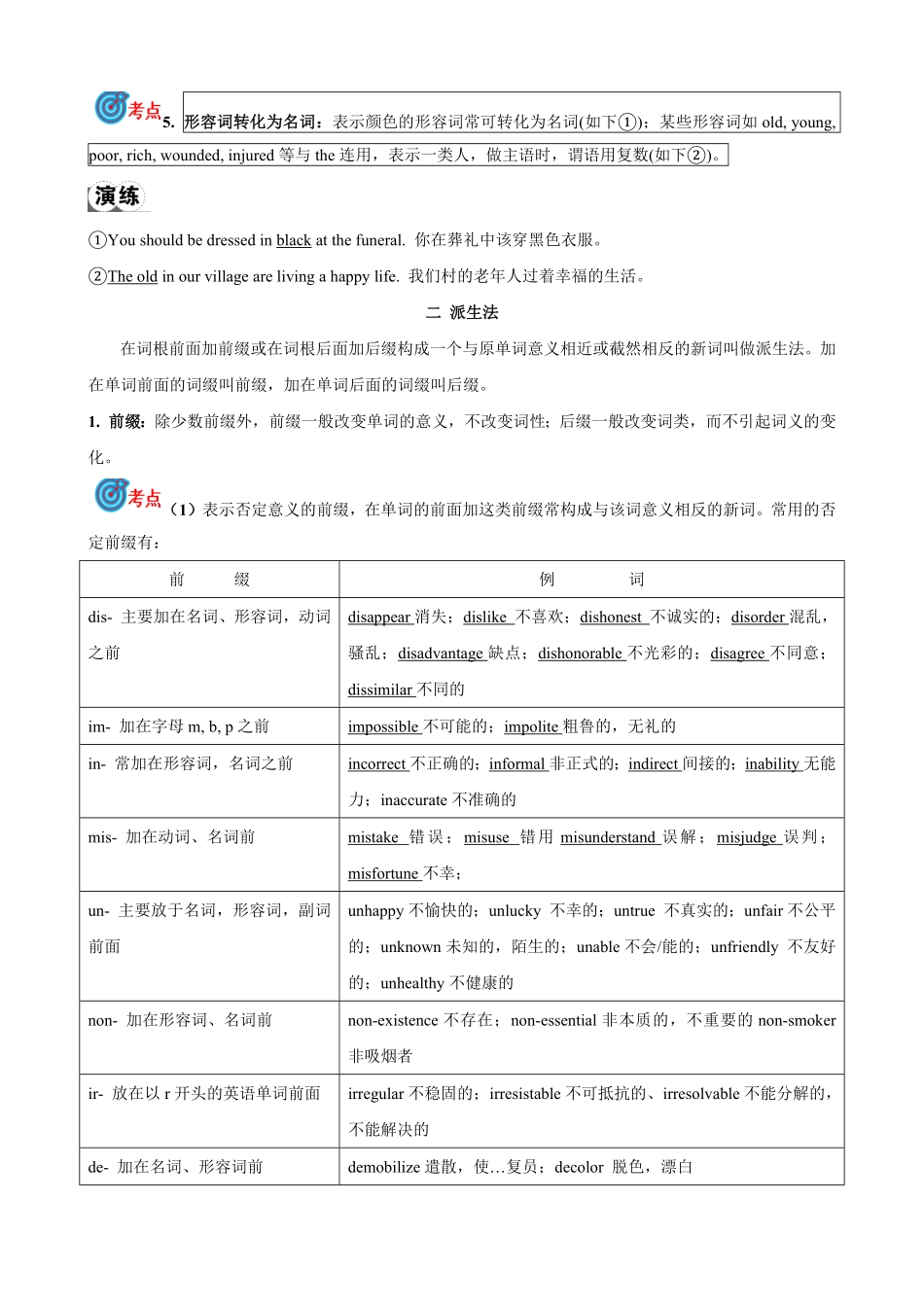 专题11.构词法考点聚焦和精讲-2024届中考英语语法复习（解析版）_九年级下册.pdf_第2页