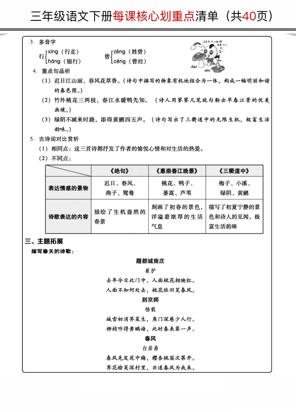 小学三年级下册3年级语（下）每课核心划重点清单：共40页囊括所有的考点.pdf_第2页