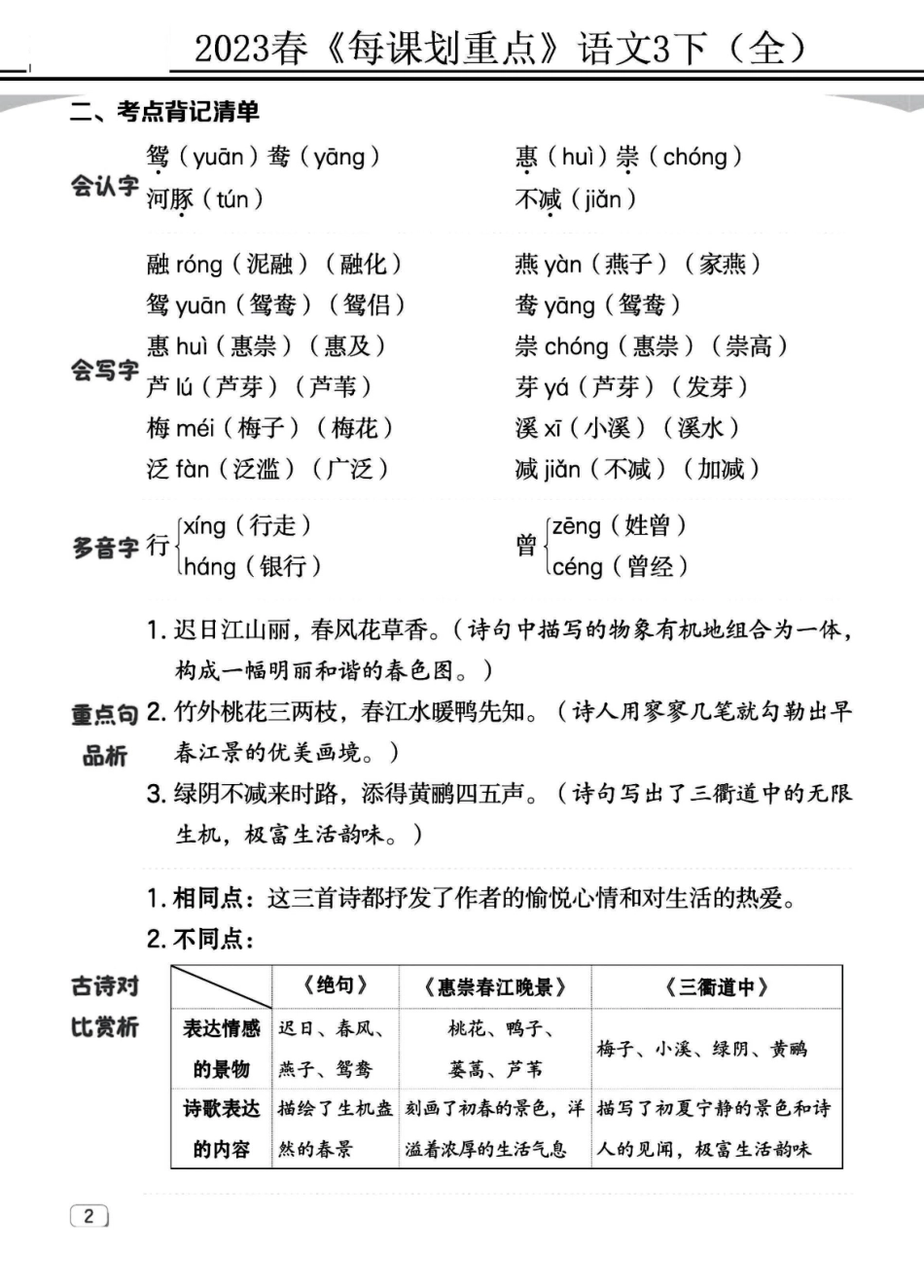 小学三年级下册23春《名师每课划重点》3语下（全）打印高清版.pdf_第2页