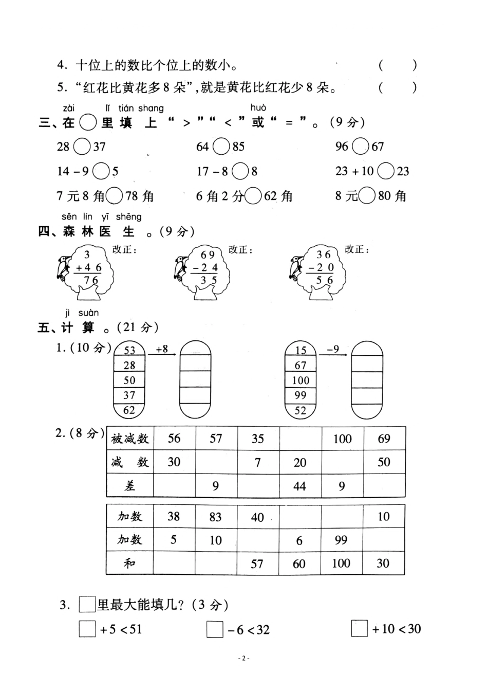 小学一年级下册一（下）人教版数学期末真题卷.7.pdf_第2页