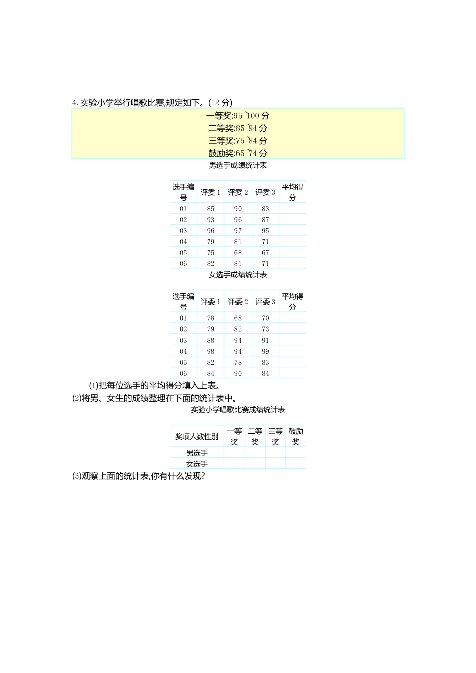 小学四年级下册四（下）青岛版数学第八单元测试卷.2.pdf_第3页