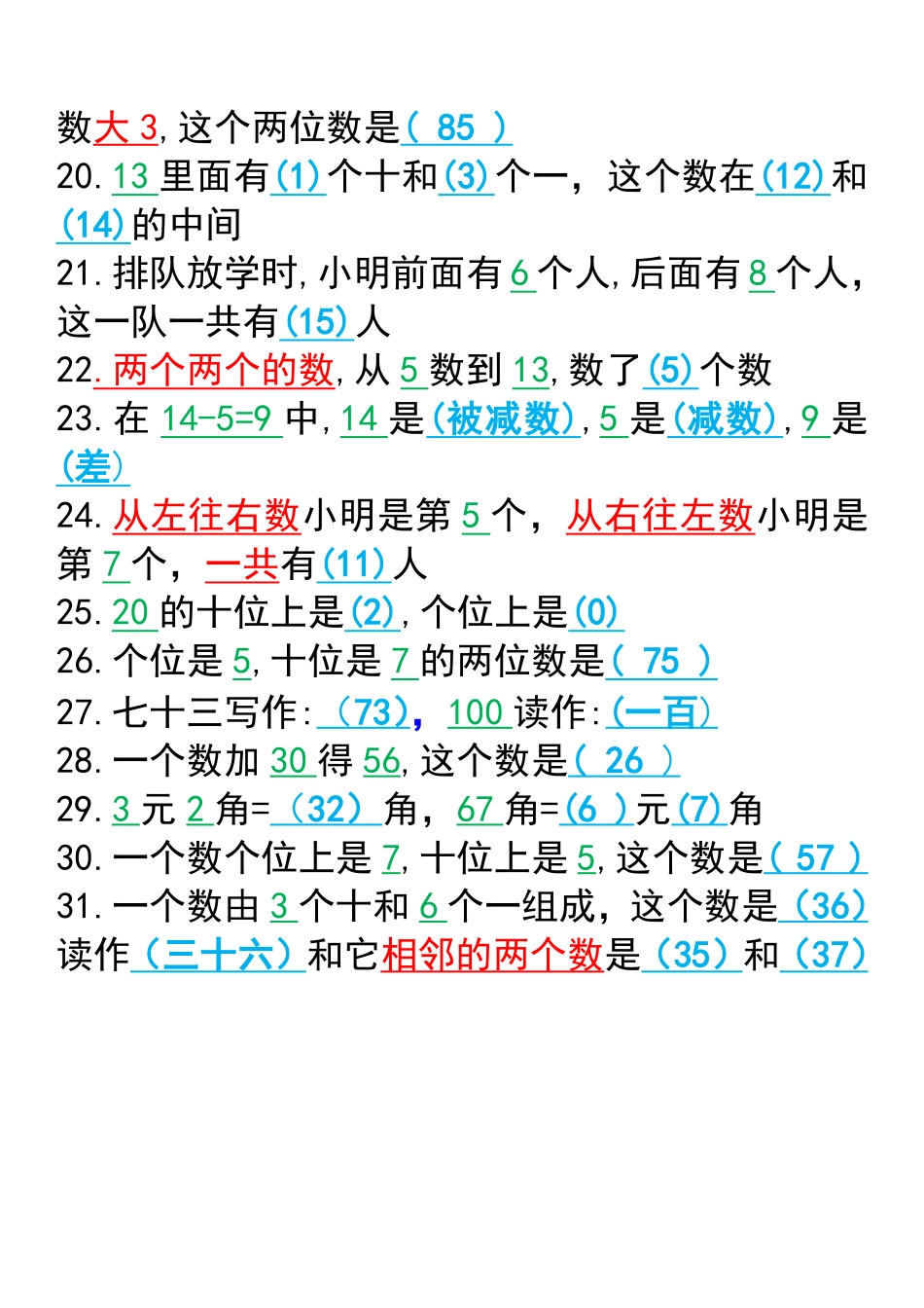 小学一年级上册8.6一（上）数学-易错题整理.pdf_第2页