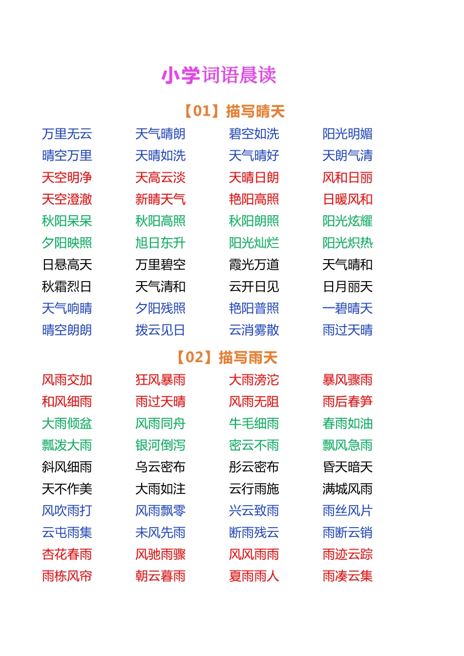 小学一年级上册小学语文词语晨读.pdf_第1页