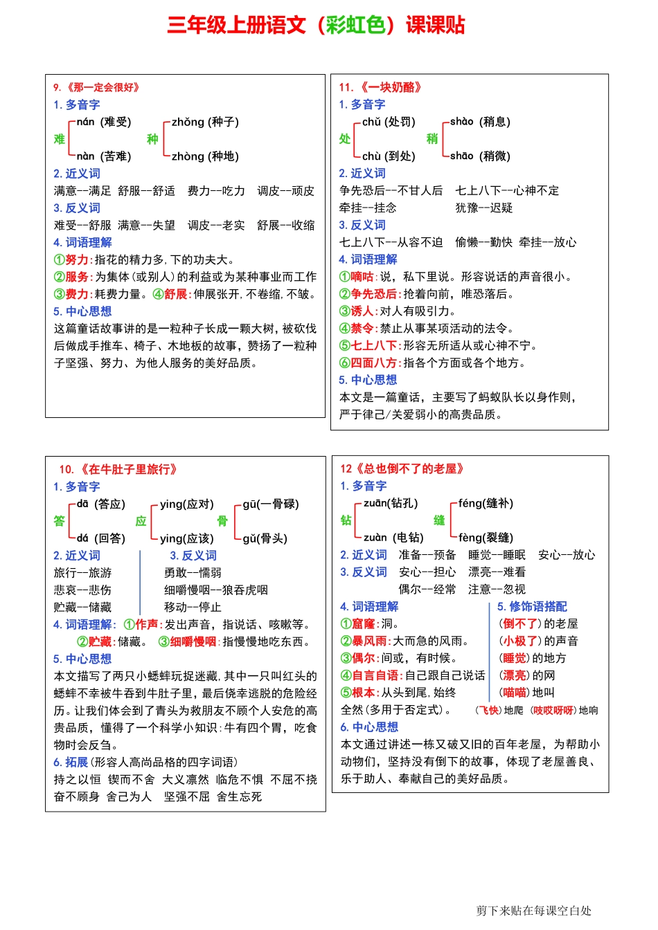 小学三年级上册三年级上册语文（彩虹色）课课贴.pdf_第3页