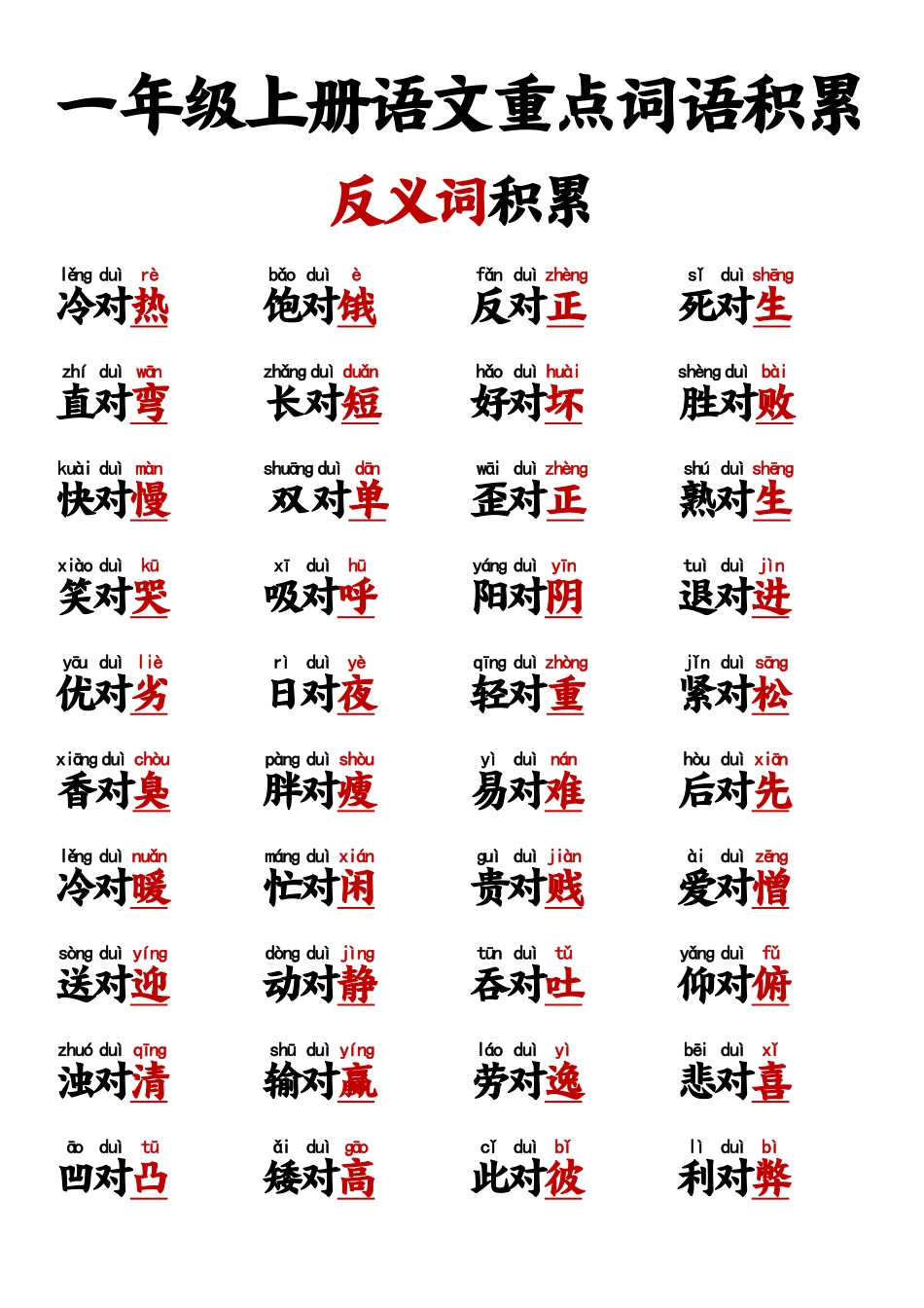 小学一年级上册11.27【反义词对子歌】一上语文.pdf_第2页