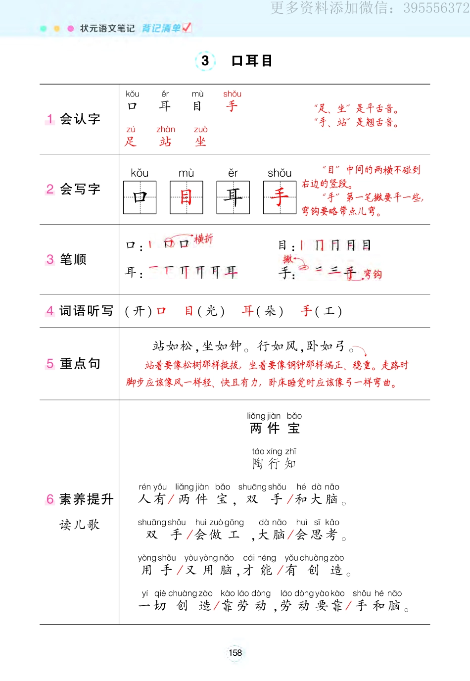 小学一年级上册❤一年级上册状元语文笔记（背记清单）.pdf_第2页