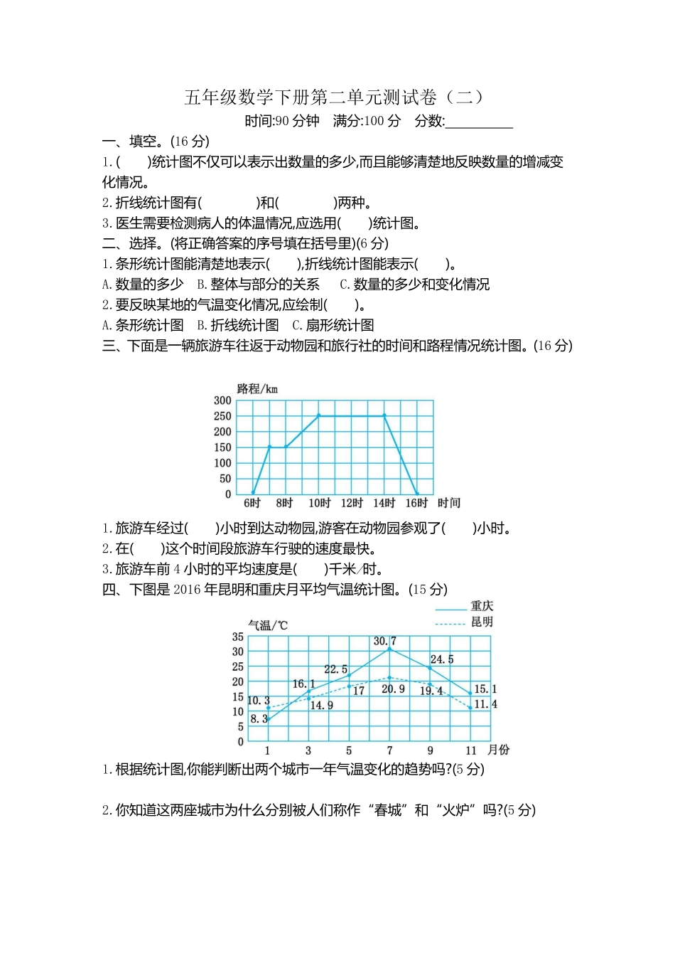 小学五年级下册五（下）苏教版数学第二单元检测卷.2.pdf_第1页