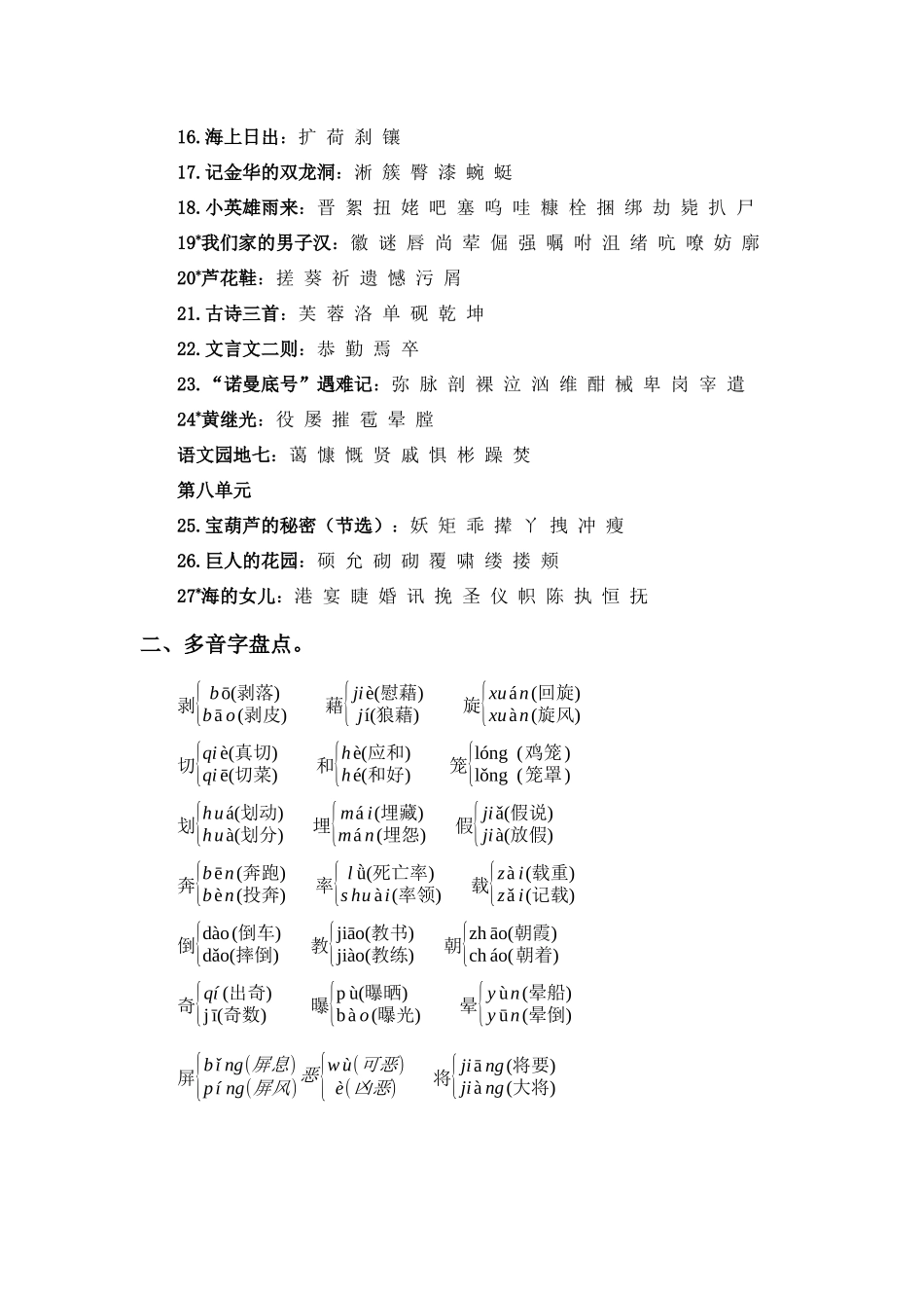 小学四年级下册【知识点梳理】专题  01字音辨析 -2023-2024学年四年级语文下册（部编版）.docx_第2页