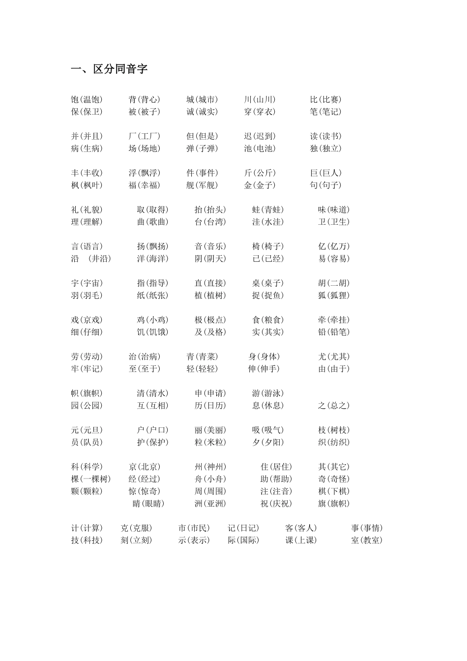 小学二年级上册二年级同音字，形近字.pdf_第1页