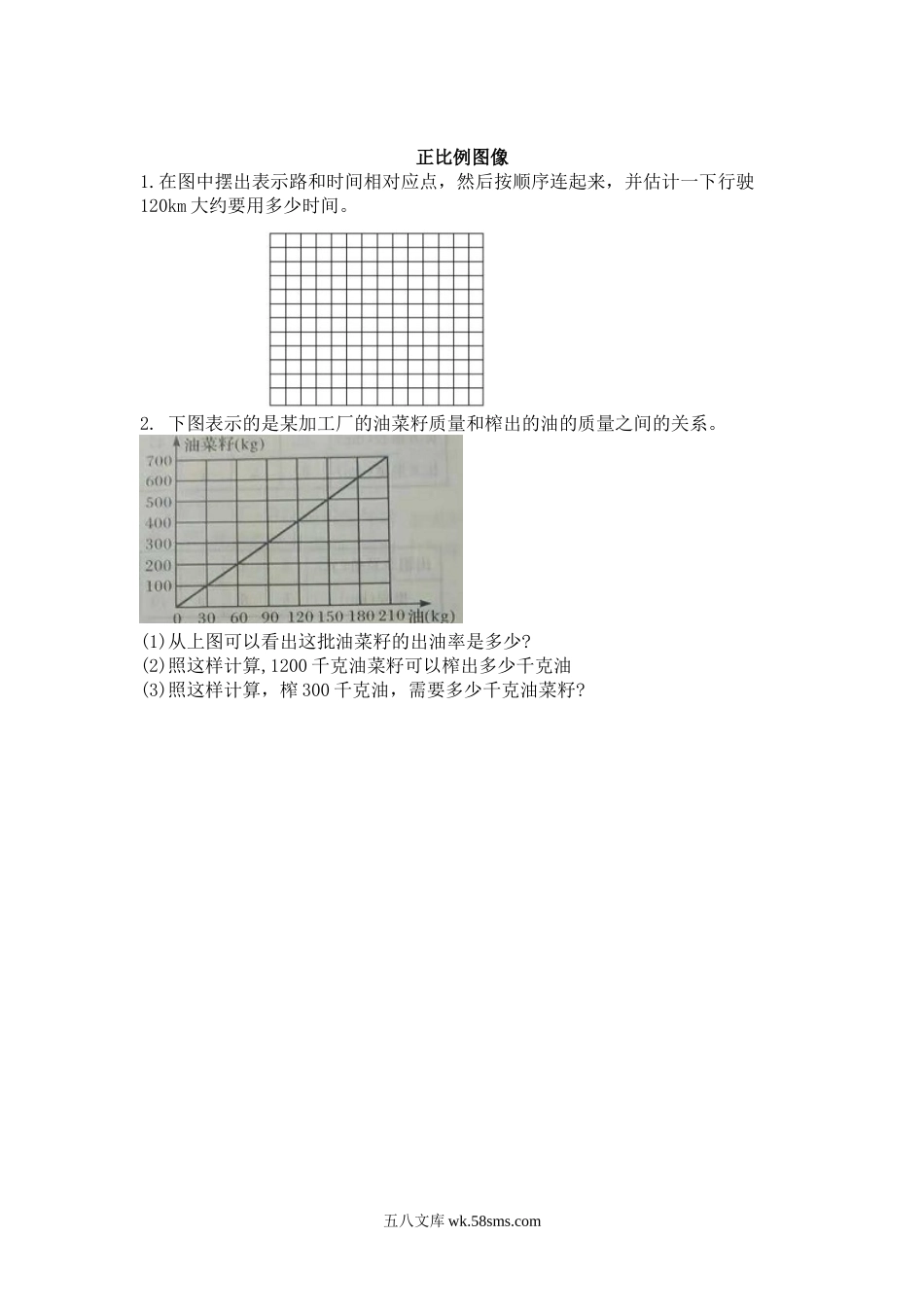 小学六年级下册3.5 正比例图像.doc_第1页