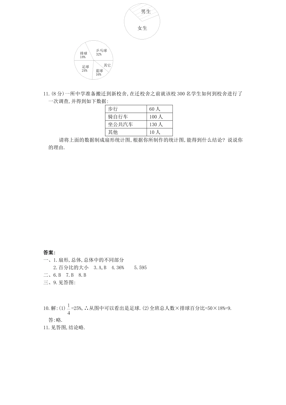 小学六年级下册扇形统计图习练带答案.doc_第2页