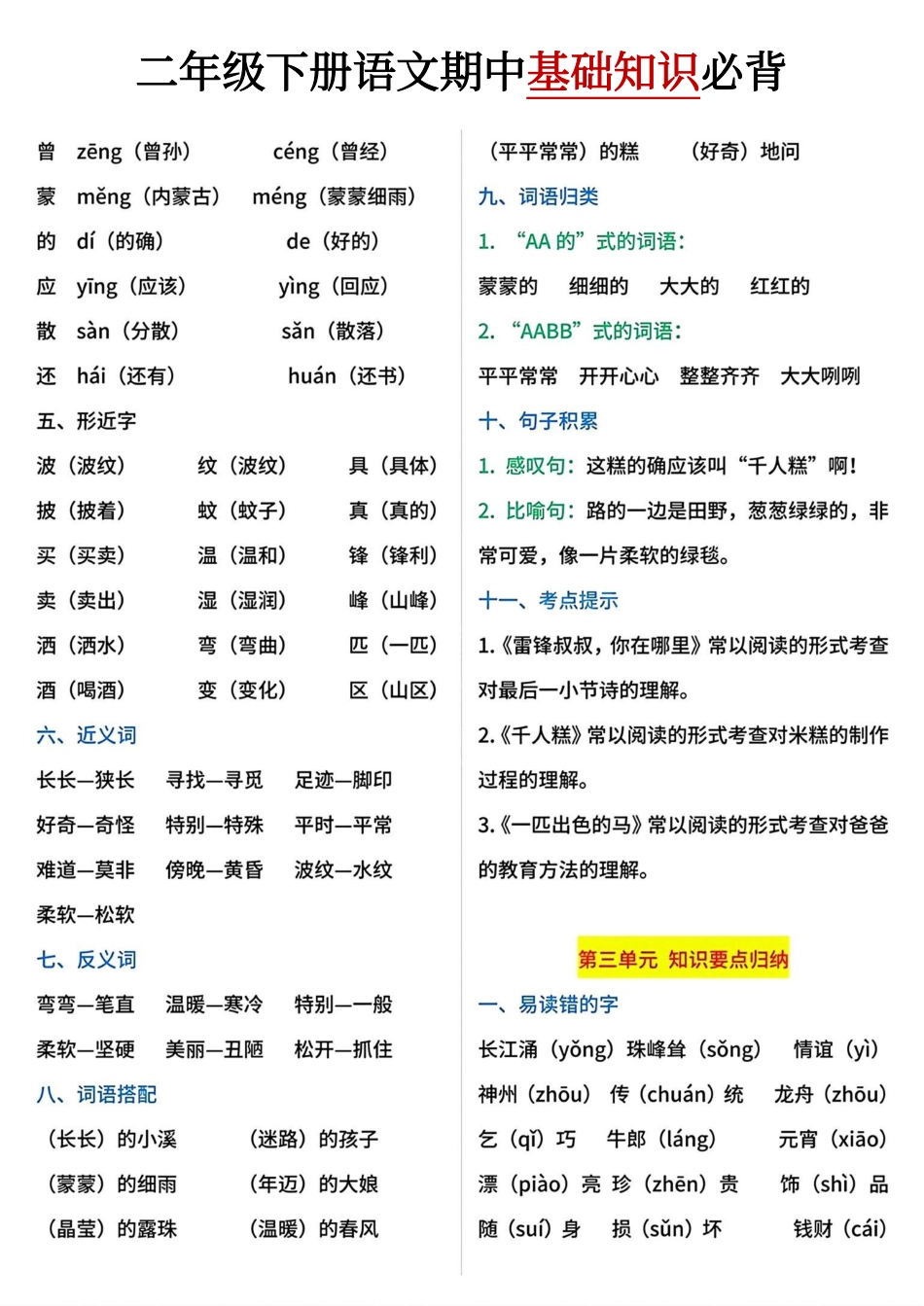 小学二年级下册二年级下册期中基础知识必背(1)(1).pdf_第3页