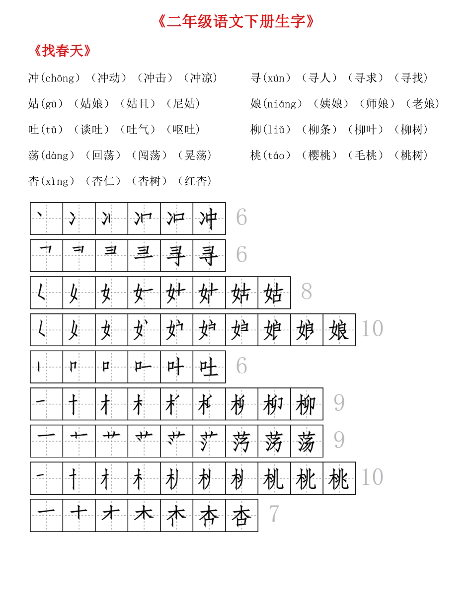 小学二年级下册2.17【生字拼音组词笔顺】二下语文.pdf_第2页