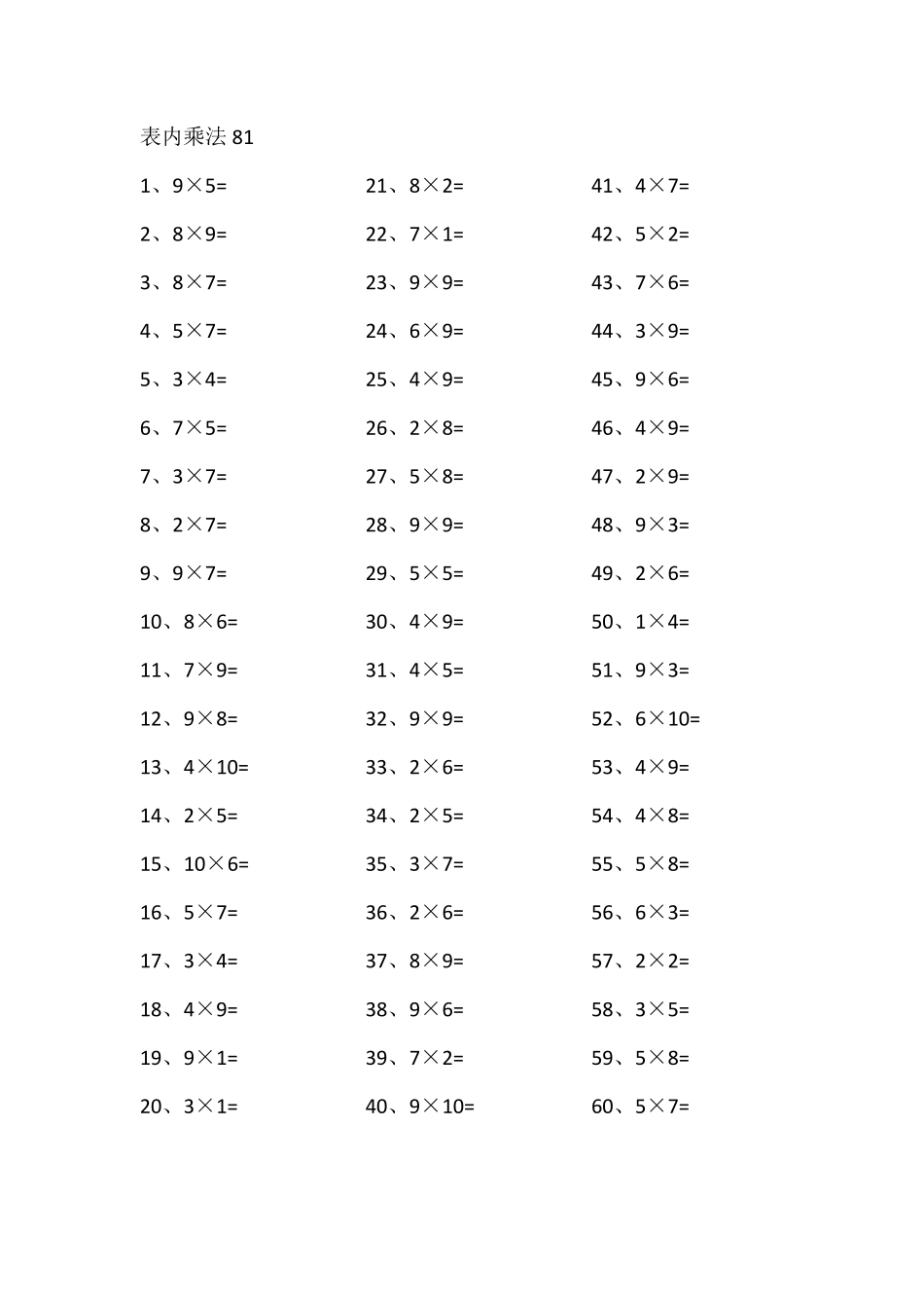 小学二年级下册表内乘法第81-100篇（高级）.pdf_第1页