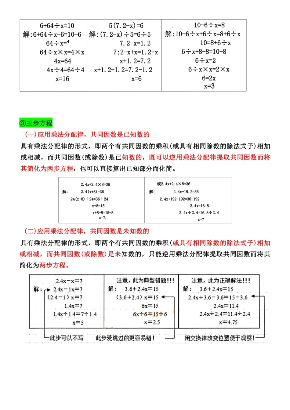 小学五年级上册五年级上册数学解方程常考知识点.pdf_第2页