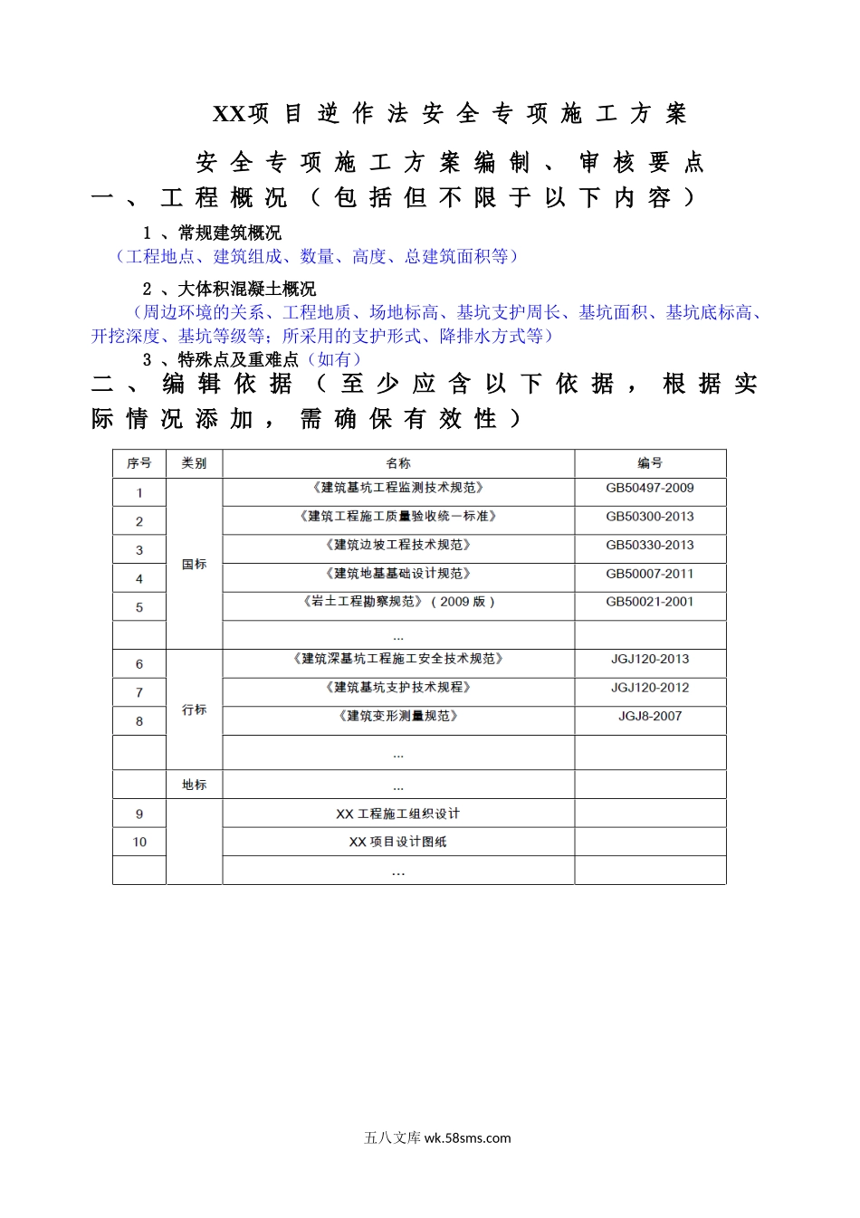 XX项目逆作法安全专项施工方案编制要点 (1).doc_第1页