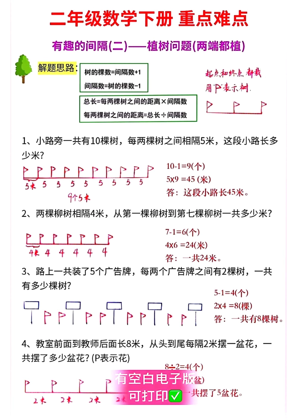 小学二年级上册二下数学 重难点（剪绳子植树爬楼梯）.pdf_第2页