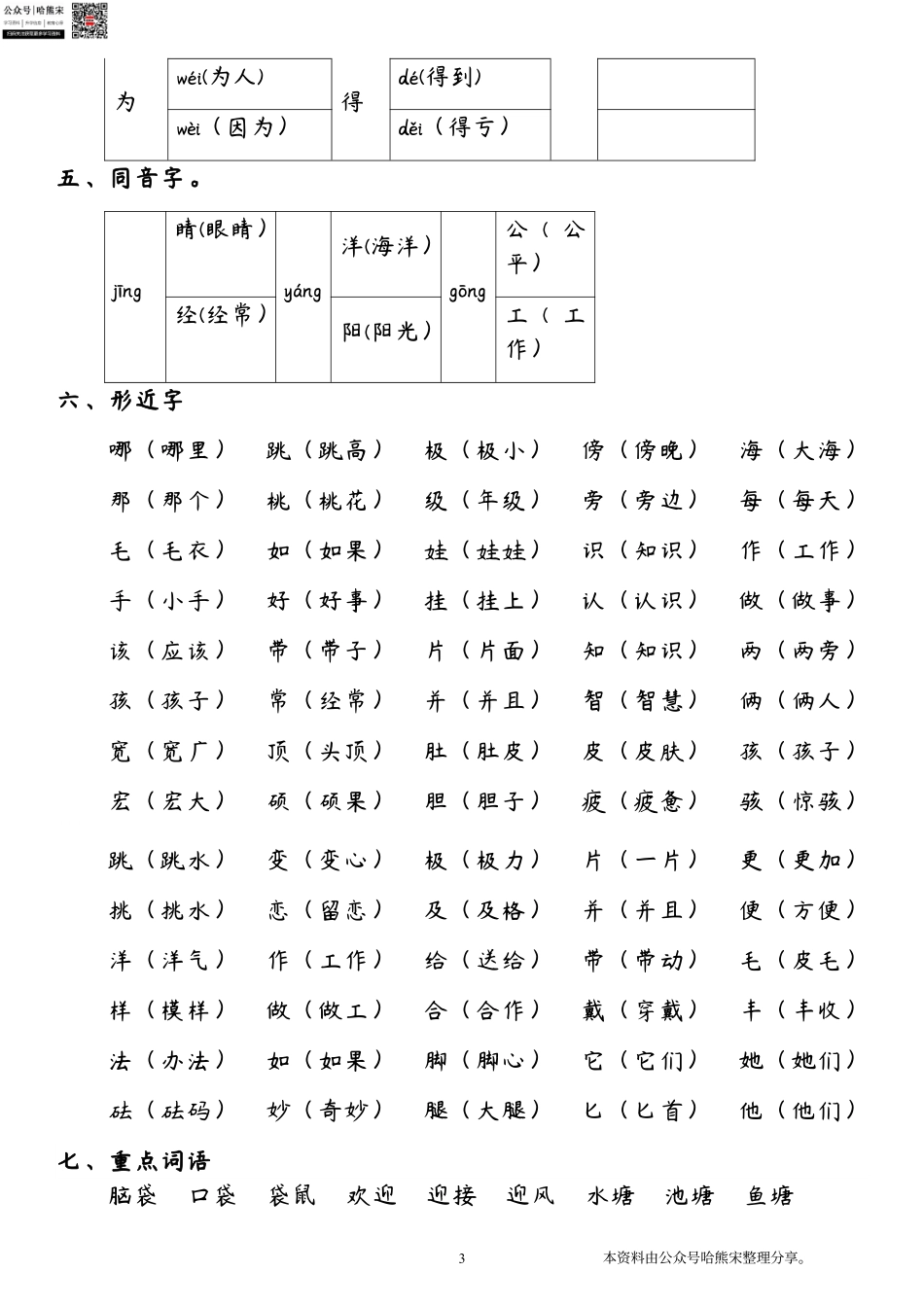 小学二年级上册二年级语文上册第一单元核心考点梳理（重点课文理解+积累拓展+考试热点）.pdf_第3页