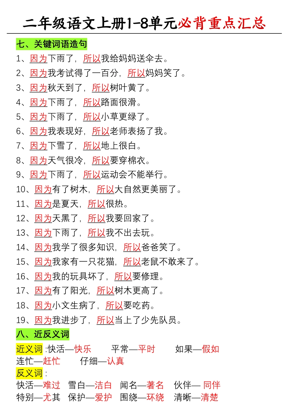 小学二年级上册11.1【1-8单元必备重点知识汇总】二上语文.pdf_第3页