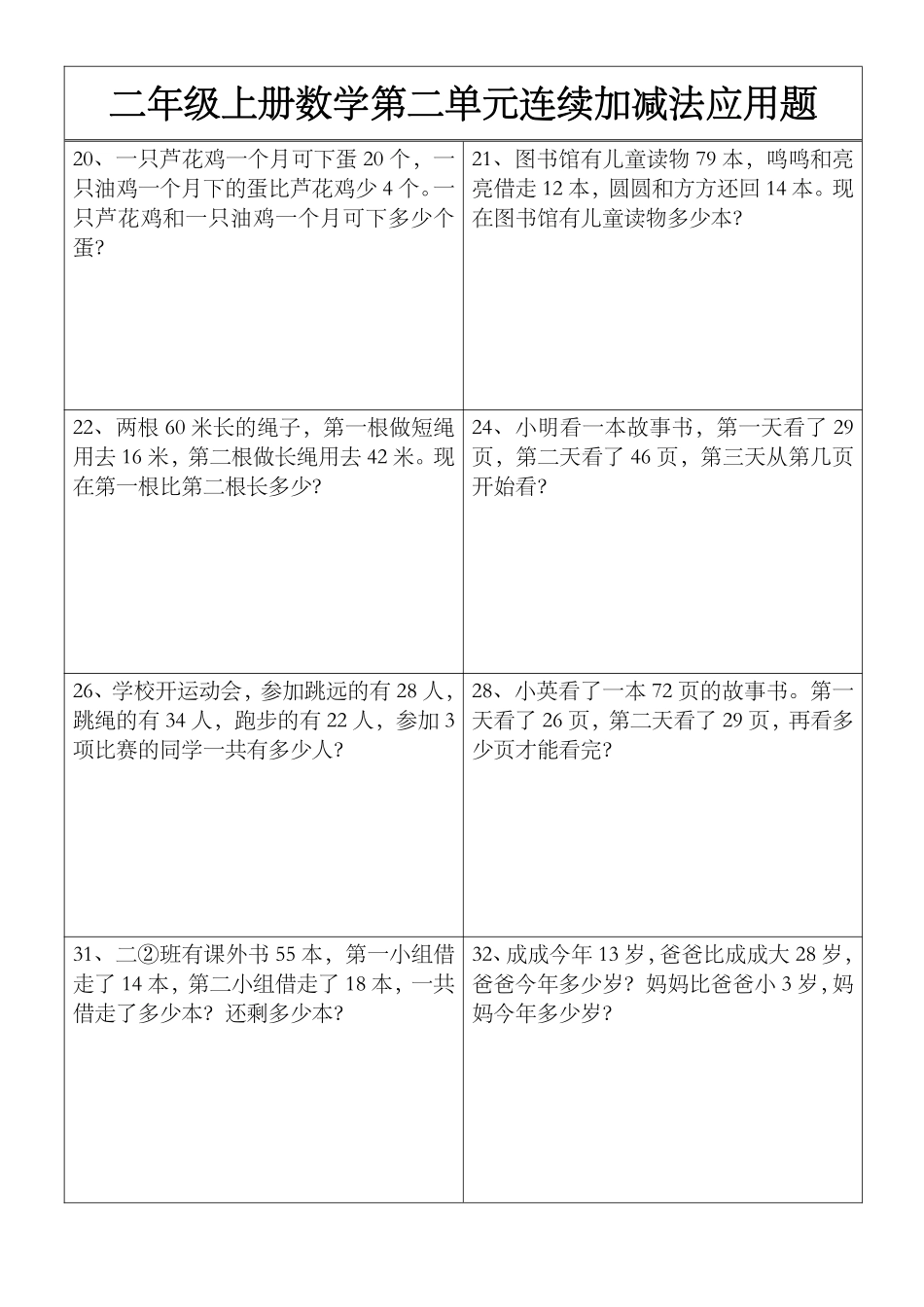 小学二年级上册1_9.15二上数学第二单元100以内数连续加减法应用题.pdf_第3页