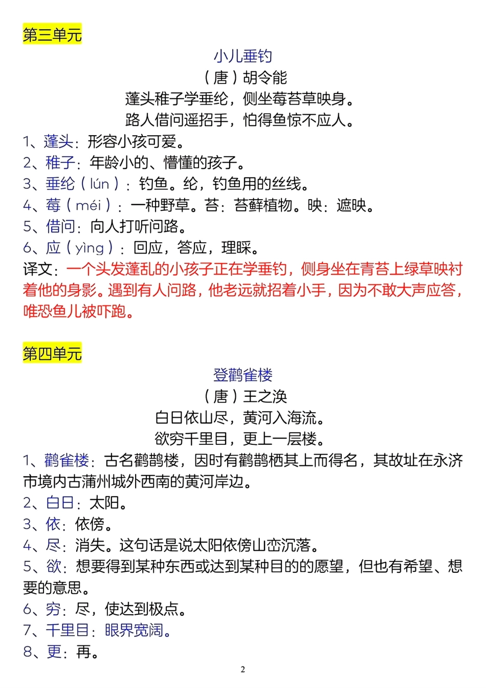 小学二年级上册二年级上册语文古诗词及译文名言警句.pdf_第2页