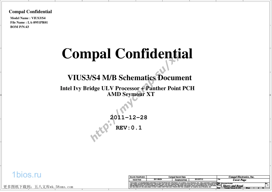 显卡电路图纸_Compal LA-8951P VIUS3 VIUS4 Rev 0.1 PDF _显卡电路图.pdf_第1页