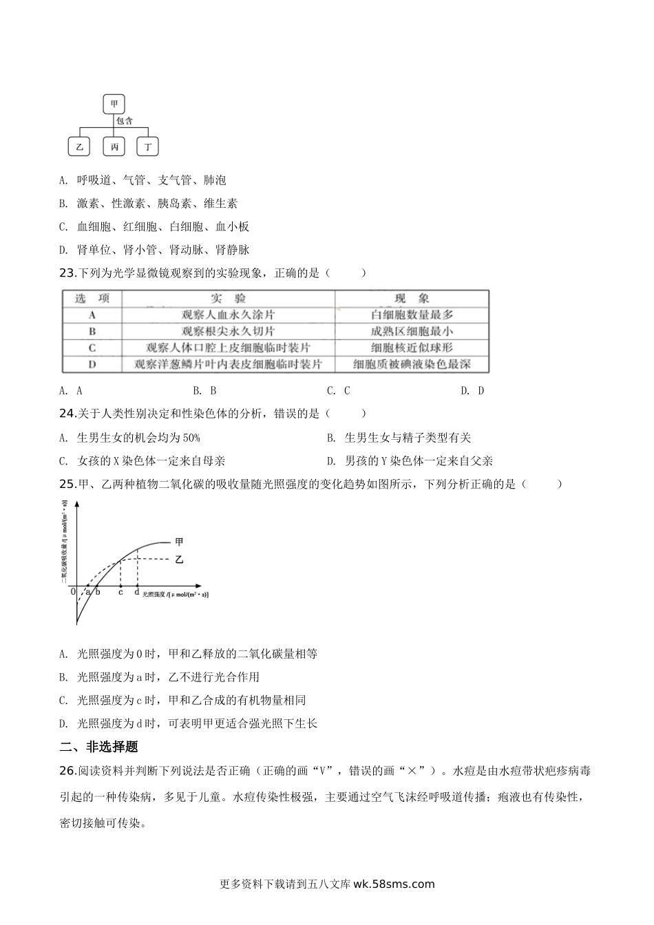 2019年福建省中考生物试题（原卷版）.doc_第3页