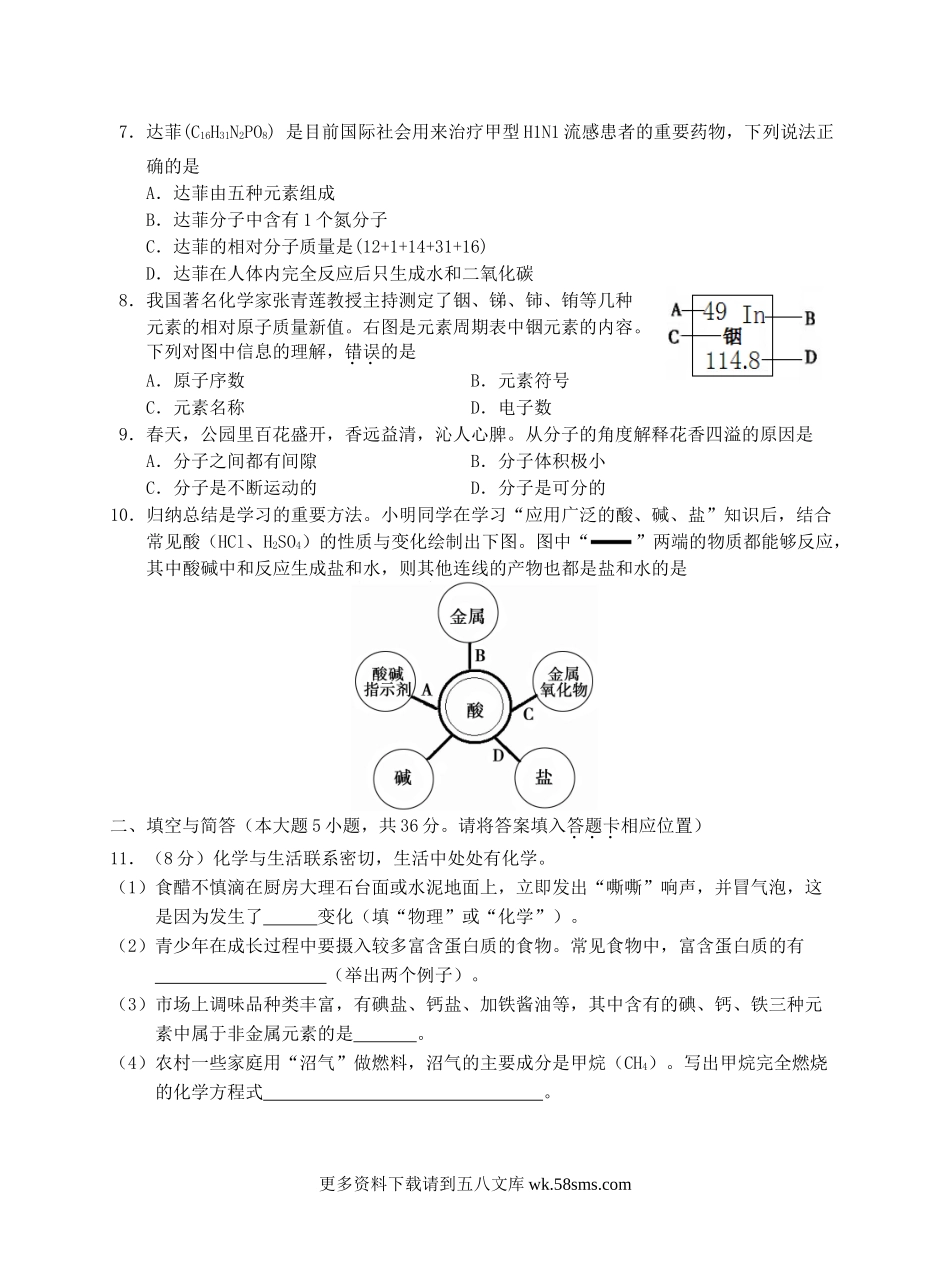 2009年福建省龙岩市中考化学真题及答案9页.doc_第2页