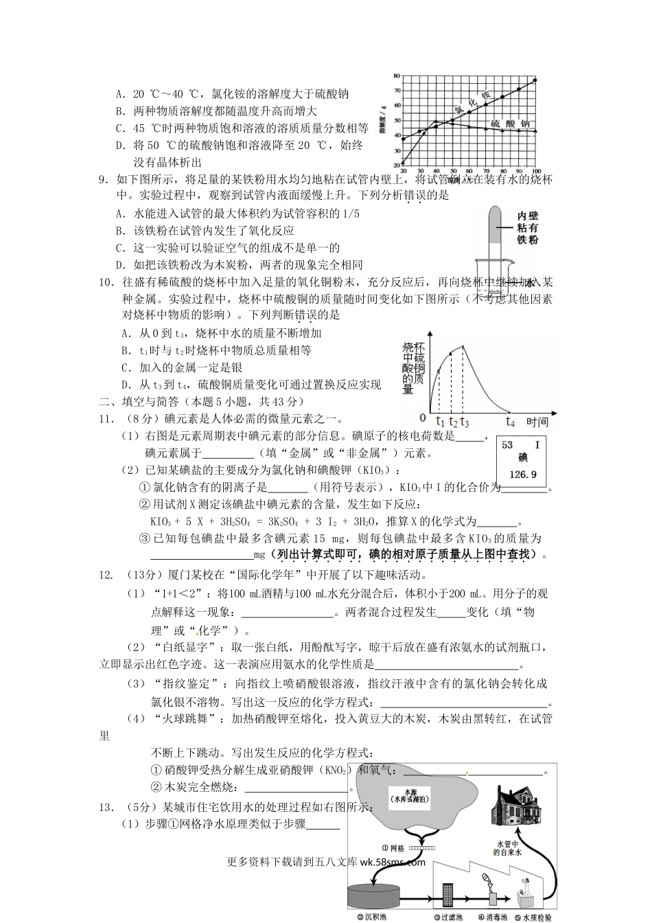 2011年福建省厦门市中考化学真题及答案8页.doc_第2页