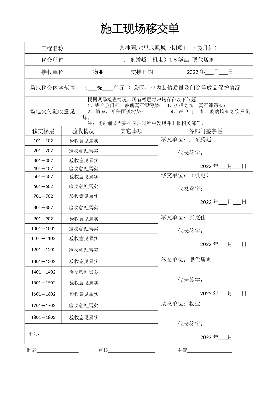 施工现场移交单（ 新版）.docx_第2页