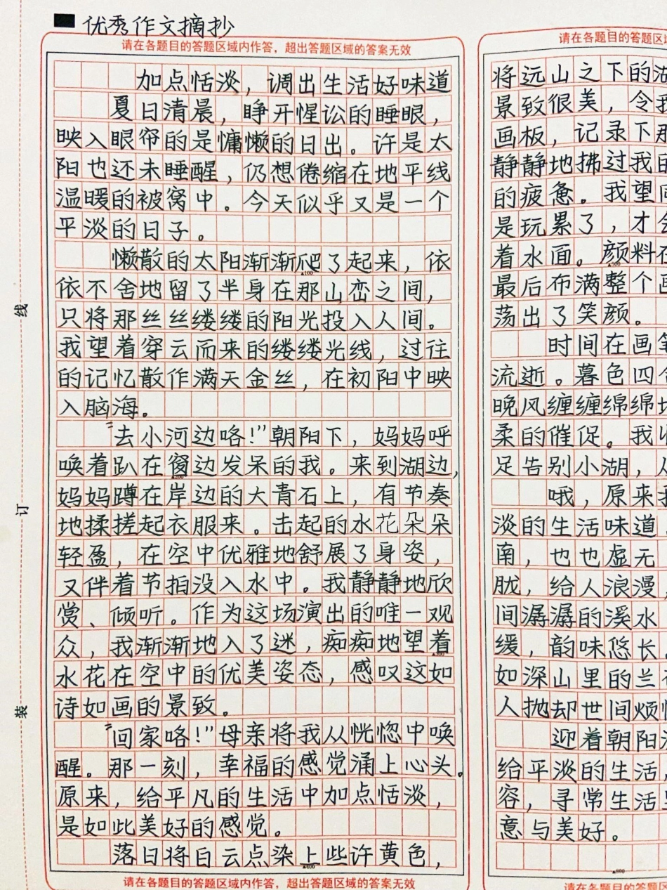 初中优秀作文《加点恬淡，调出生活好味道》作文.pdf_第1页