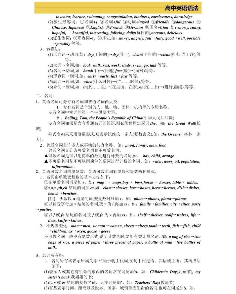 高一到高三三年的英语语法，艾特你英语不好的朋友来看，真的超完整的一篇总结，可以打印出来每天早上看一遍，英语光是背熟单词还不行，还得掌握语法，背熟单词再加上掌握语法，英语一定可以拿高分，先存起来英语 英.pdf_第2页