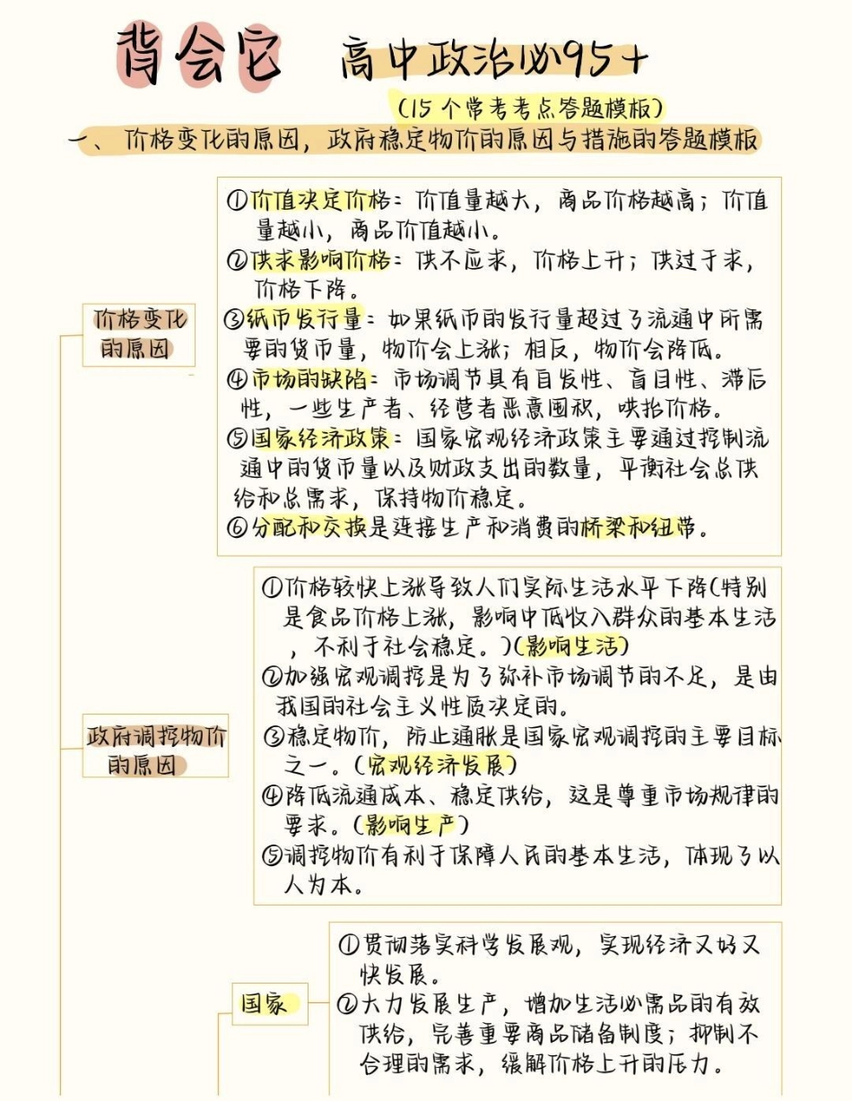 高中政治考95+必背答题模板，背了考试可以直接用，让你新学期考试如虎添翼高中政治 高中 知识点总结.pdf_第1页