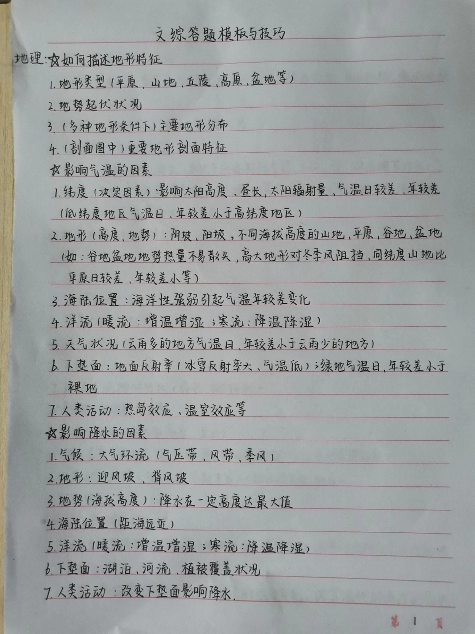 假期把这个背熟，考试直接套用！艾特朋友一起努力 知识点总结 手写笔记  加油考试人.pdf_第1页