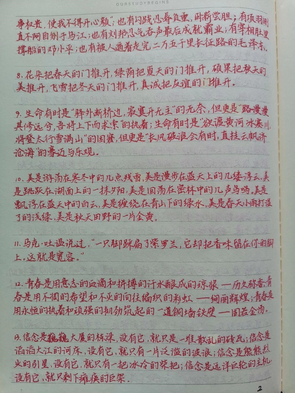 满分作文经典开头50条，每天积累作文素材，作文何愁不能拿高分作文素材 作文 手写笔记.pdf_第2页