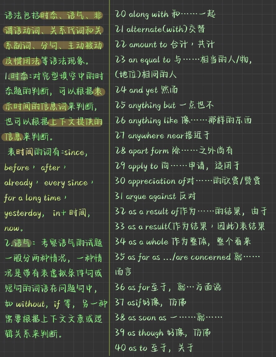 完形填空常考的一些重点词汇以及做题技巧，英语不好就多看几遍，只有坚持不懈的努力才会进步得更快，你该努力啦完形填空 英语 手写笔记.pdf_第2页