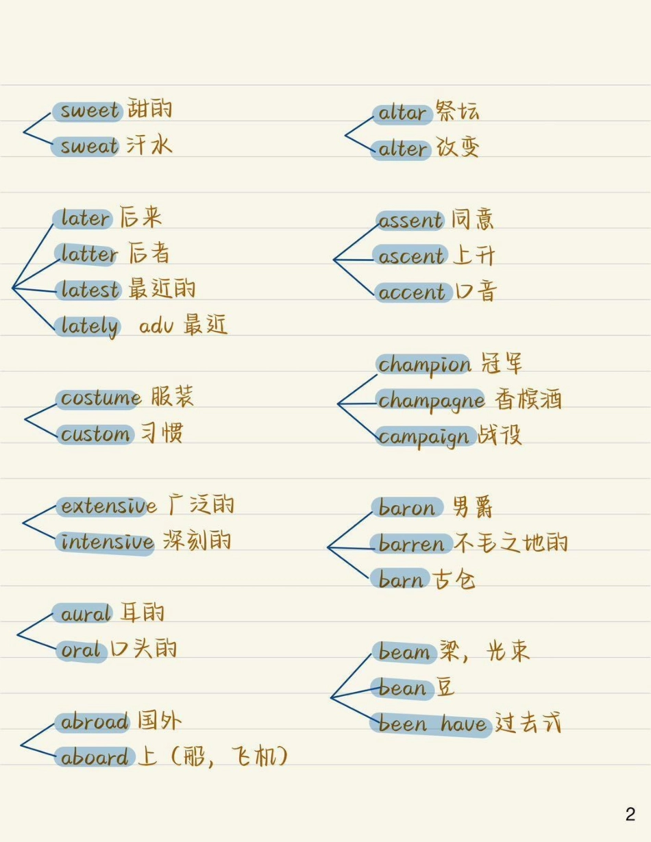 一些长得很像但意思完全不同的单词，艾特一个英语不好的朋友来看英语 英语单词 知识点总结.pdf_第2页