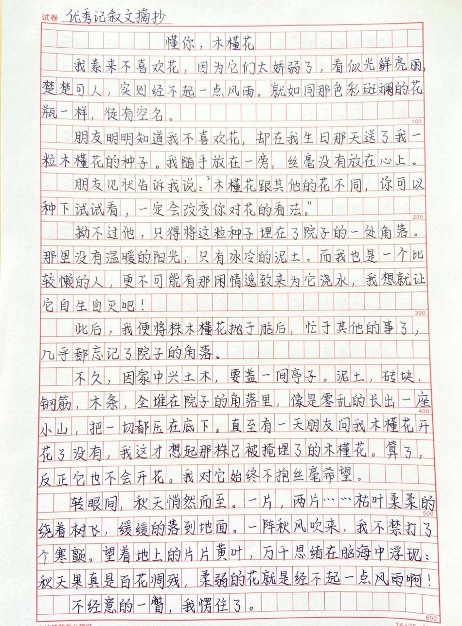 优秀作文《懂你，木槿花》附带可以写进作文的好句素材作文 作文素材.pdf_第1页