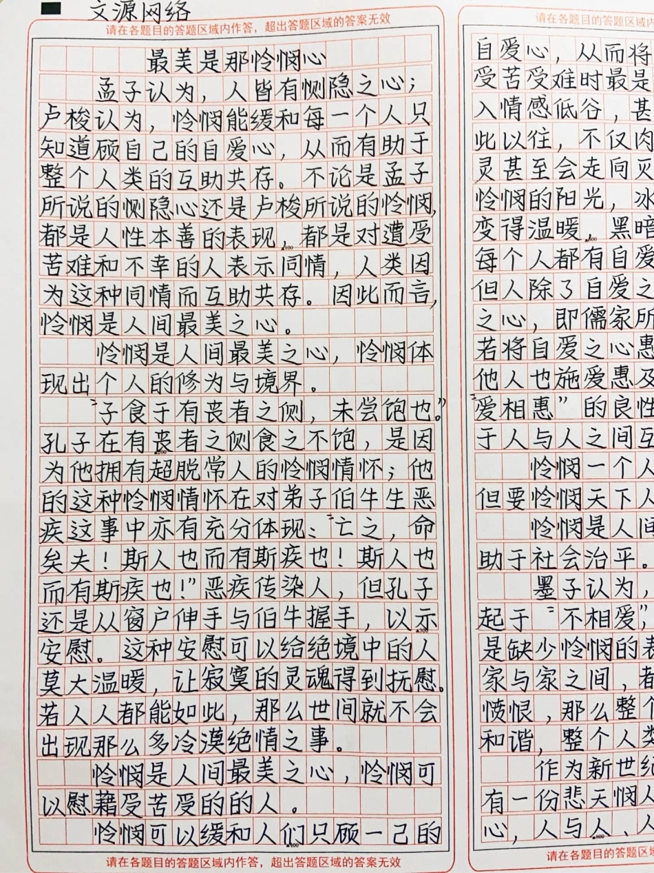 优秀作文《最美是那怜悯心》作为新世纪的青年，我们需要有一份悲天悯人的情怀，有了怜悯心，人与人、人与自然之间才会更和谐。因此，我们说最美是那怜悯心作文.pdf_第1页